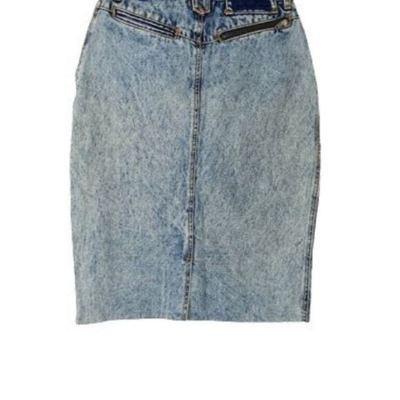 Vintage 90's Y2K Get Used by Elie Acid Wash Denim Pencil Skirt Pockets - Picture 4 of 6